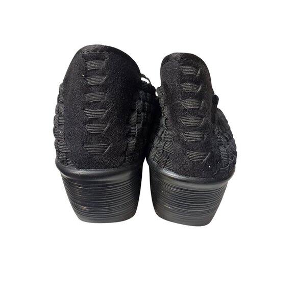 Bernie Mev Womens 7  Black Woven Elastic Peep Toe Platform Shoes - Picture 5 of 7